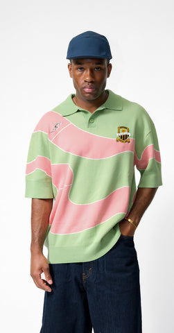 ‘SPRINTER’ INTARSIA EMBROIDERED KNITTED POLO