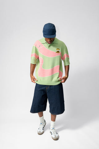 ‘SPRINTER’ INTARSIA EMBROIDERED KNITTED POLO