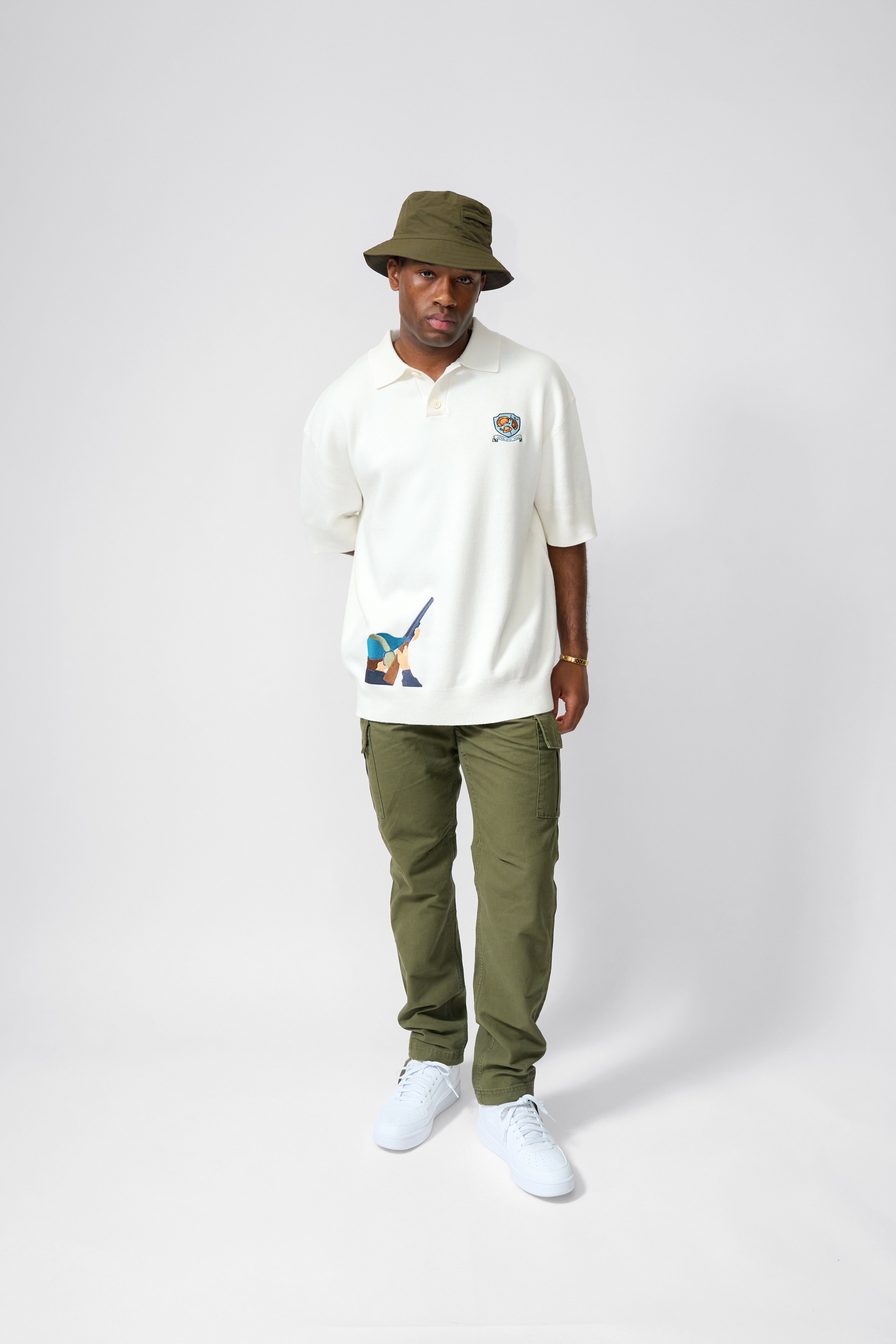 CLAYPIGEON EMBROIDERED KNITTED POLO