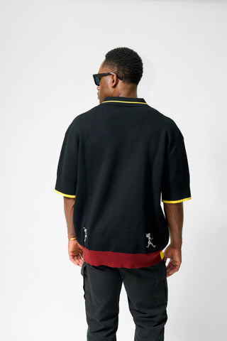 ‘LONG JUMP’ EMBROIDERED KNITTED POLO