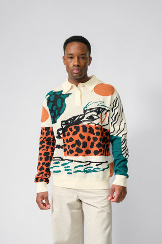 'BLUE HEART' INTARSIA KNITTED POLO