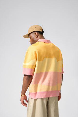 'SURFER' INTARSIA EMBROIDERED KNITTED POLO