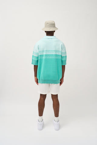 ‘WSURF’ INTARSIA EMBROIDERED KNITTED POLO