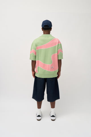 ‘SPRINTER’ INTARSIA EMBROIDERED KNITTED POLO